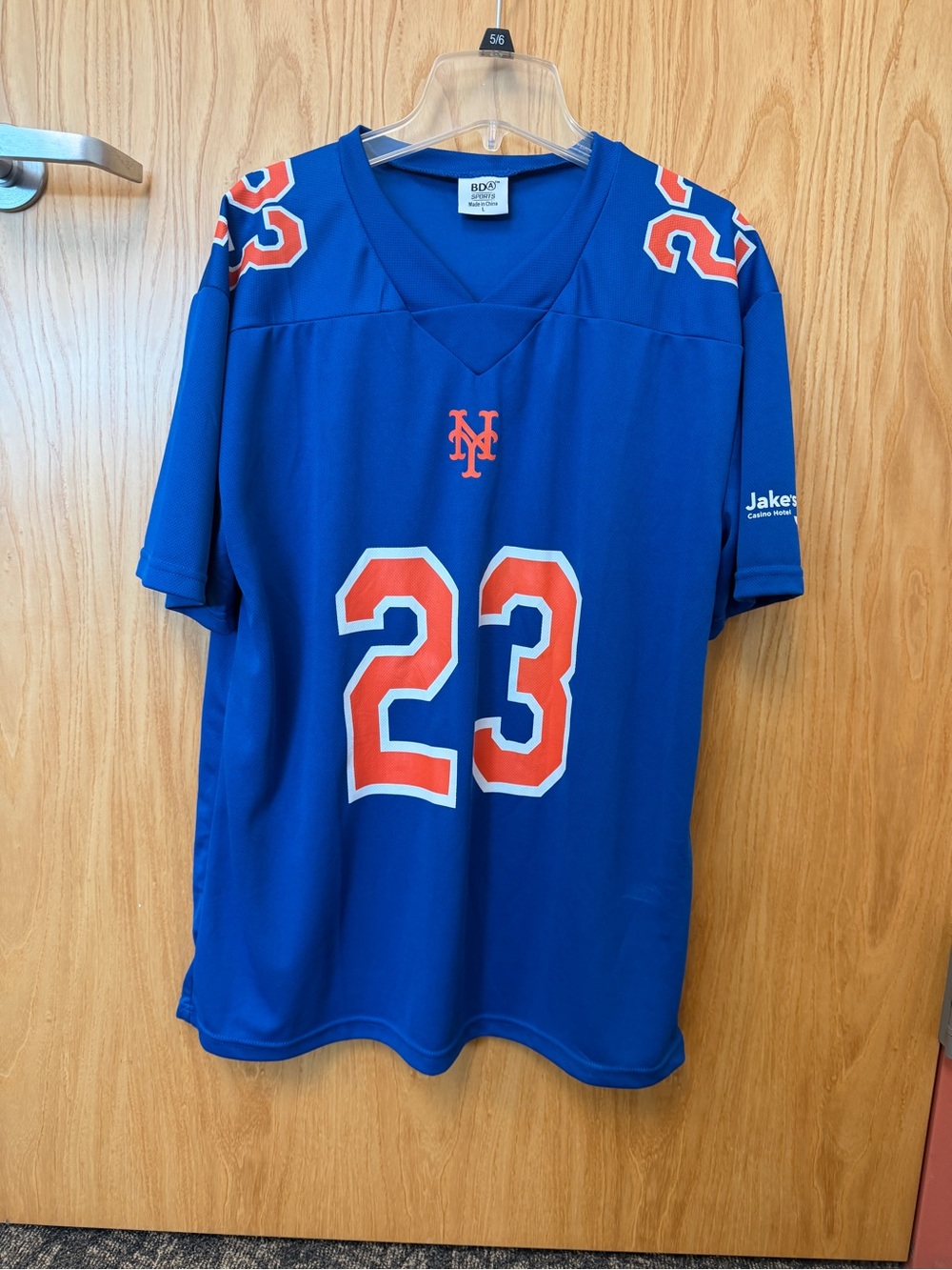 NY Mets Blue #23 Sports Jersey with Orange Trim